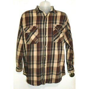 ELKMONT OUTFITTERS heavier weight men's flannel shirt, brown & beige, size XLT